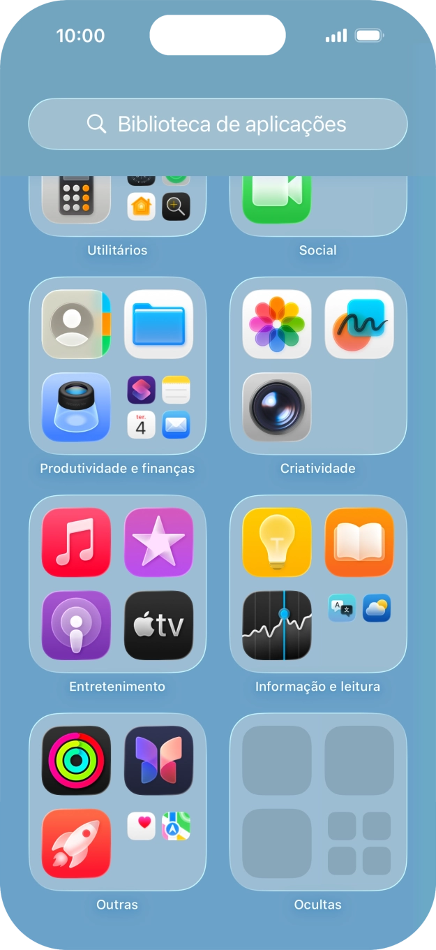 A app está agora colocada na pasta Ocultas da Biblioteca de apps.