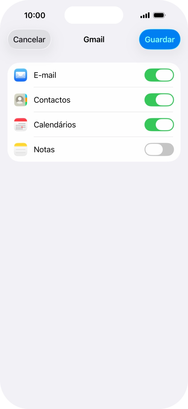 Se o ecrã mostrar esta imagem, a sua conta foi identificada e configurada automaticamente. Siga as indicações no ecrã para introduzir informações adicionais e concluir a configuração.