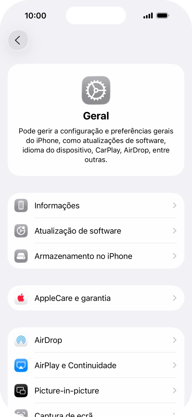 Prima Atualização de software. Se existir uma nova versão de software disponível, será agora indicado no ecrã. Siga as indicações no ecrã para atualizar o software do telefone.