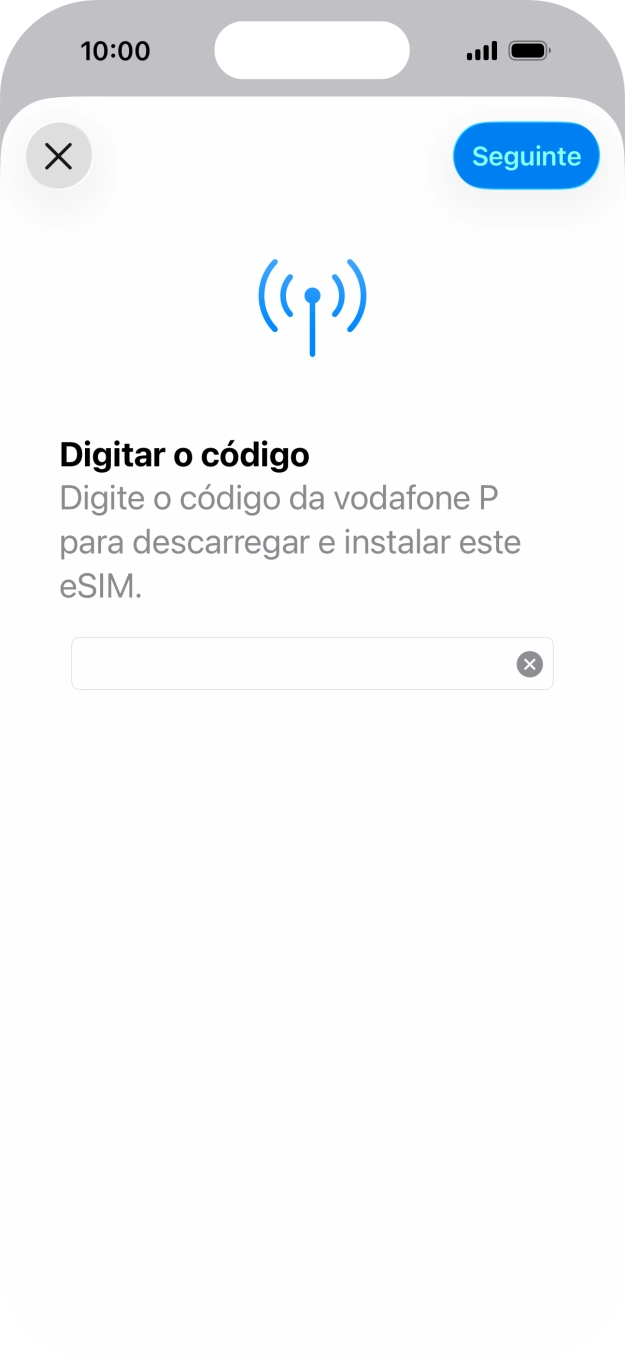 Introduza o código de confirmação enviado e prima Seguinte.
