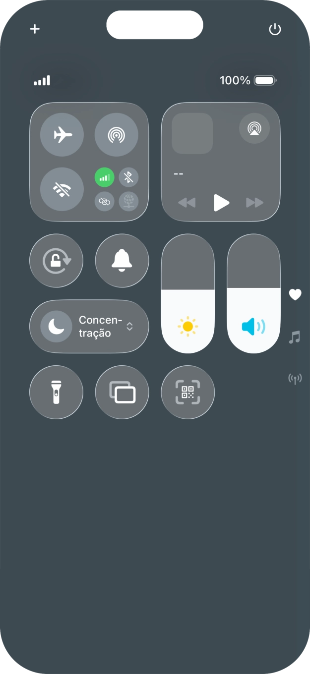 Prima o ícone de perfil para ativar ou desativar o perfil silencioso.
