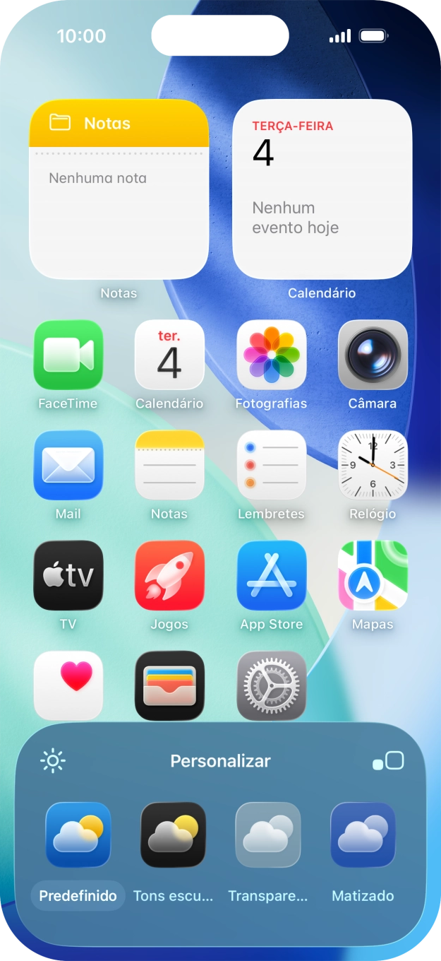 Prima as definições pretendidas para escolher o tamanho dos ícones de apps no ecrã inicial.