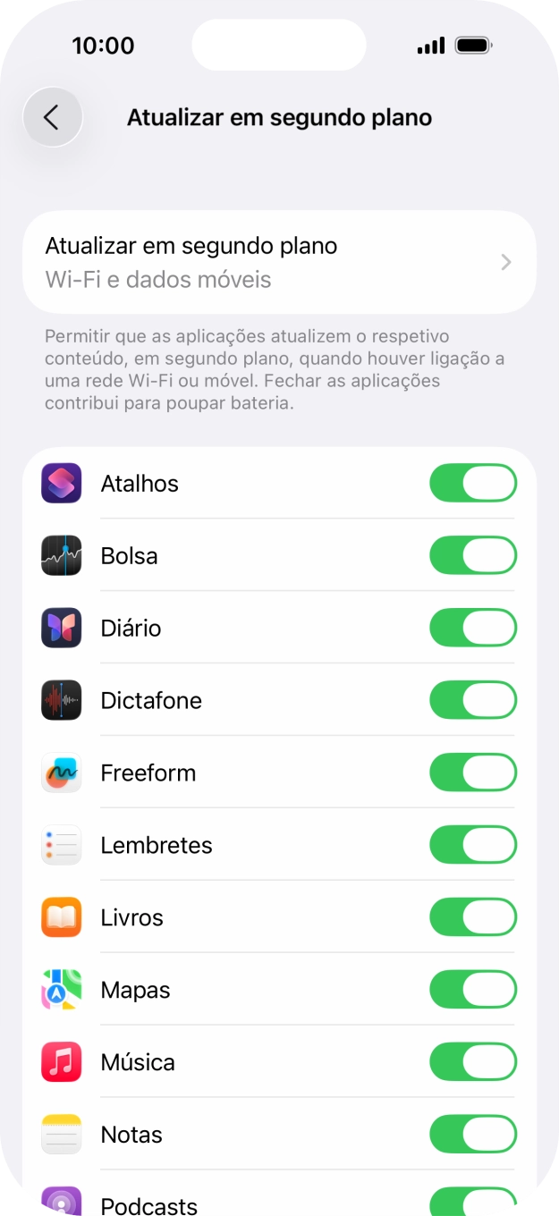 Prima Atualizar em segundo plano.