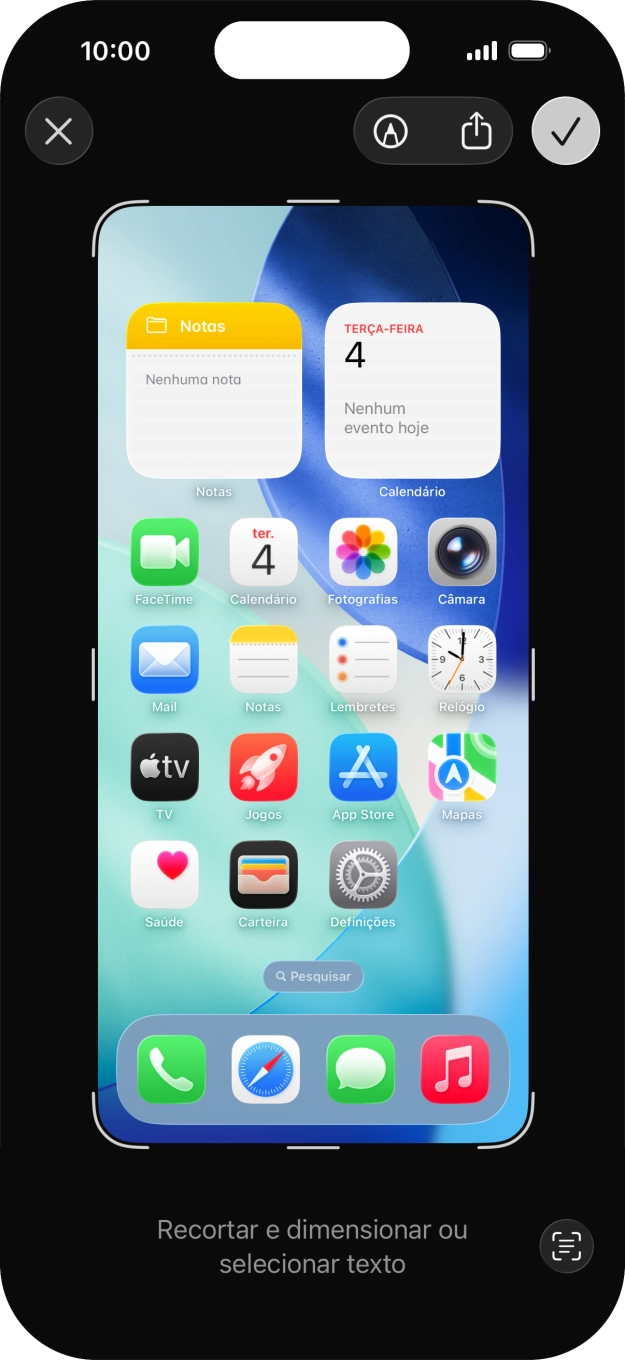 Siga as indicações no ecrã para editar e guardar a sua captura de ecrã.