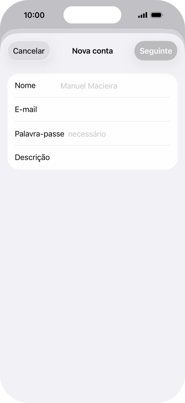 Prima Nome e introduza o nome do remetente pretendido.