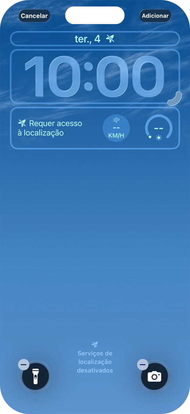Se pretender personalizar a visualização da data no ecrã de bloqueio, prima o widget de data e siga as indicações no ecrã para escolher a visualização pretendida para o widget.