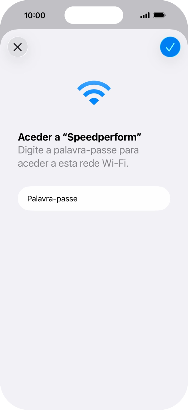 Prima o ícone para aceitar.