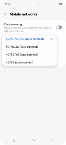 Press the required network mode.