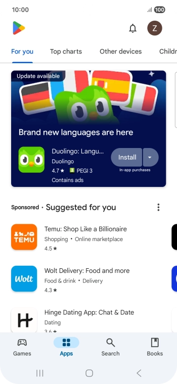 Press the profile icon. Press the profile icon.