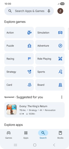Press the search field.