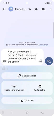 To change the writing style of your text, press Writing style and follow the instructions on the screen to use the function.