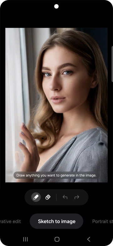 To add an object to your picture, press Sketch to image. To add an object to your picture, press Sketch to image.