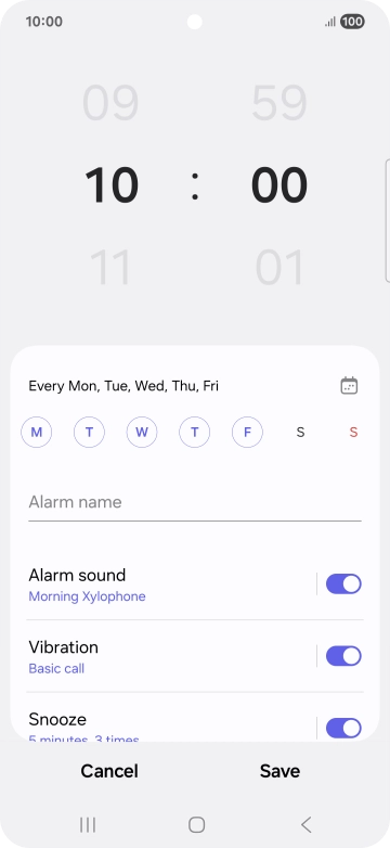 Press the indicator next to 'Alarm sound' to turn on the alarm tone.