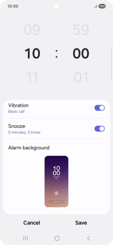 Press the indicator next to 'Snooze' to turn snooze on or off.