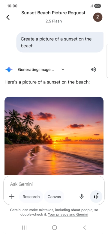 You can also ask Gemini to generate a picture based on your description. You can also ask Gemini to generate a picture based on your description.
