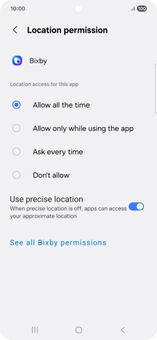 Press the required setting.