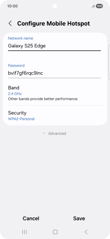 Press the field below 'Network name' and key in the required name.
