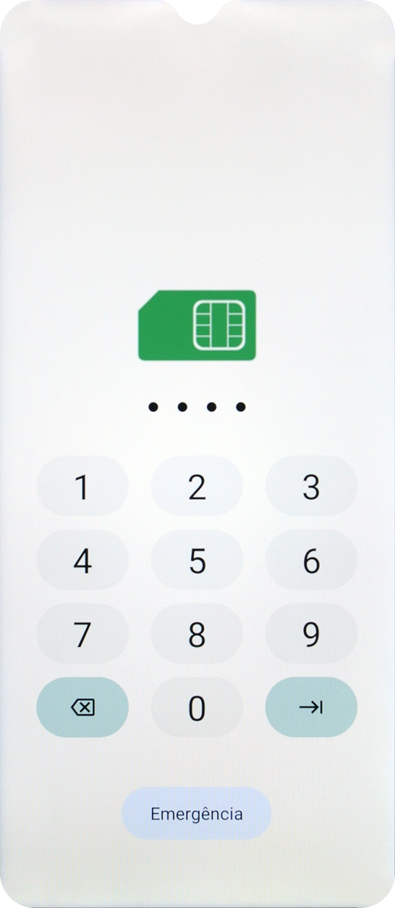 Se o cartão SIM estiver bloqueado, deve introduzir o seu código PIN e premir a seta para a direita.
