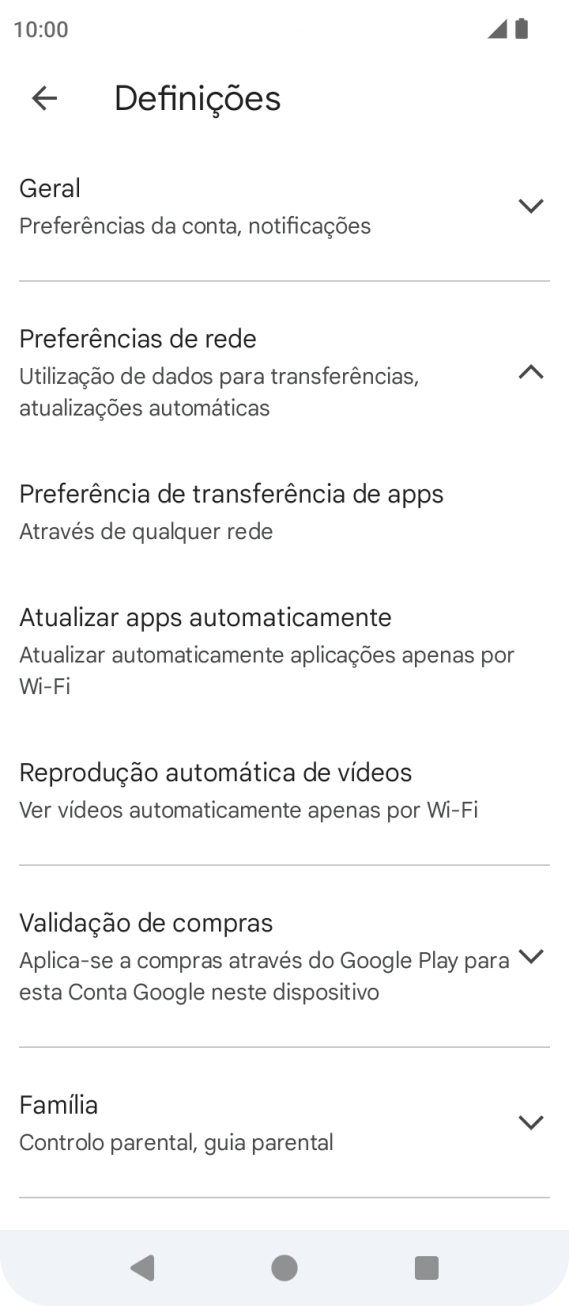 Prima Atualizar apps automaticamente.