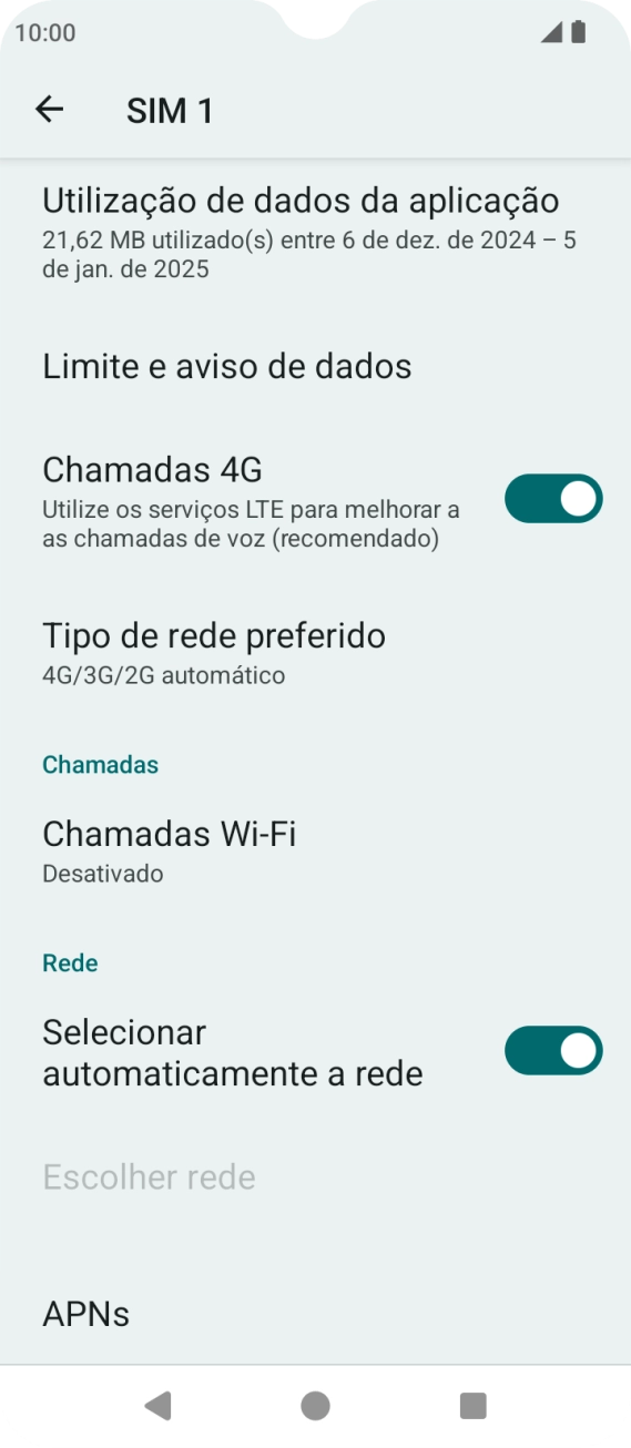 Prima Tipo de rede preferido.