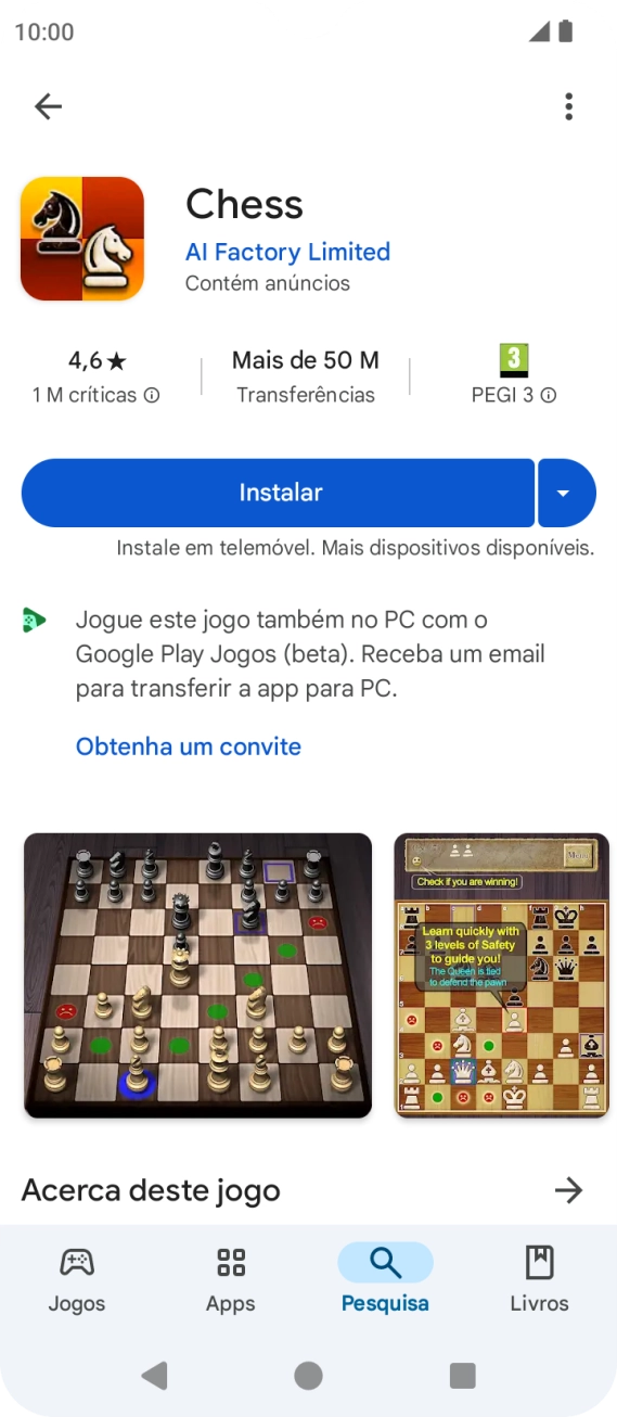 Prima Instalar e siga as indicações no ecrã para instalar a app.
