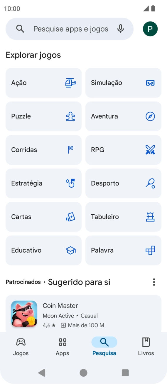 Prima a caixa de pesquisa.