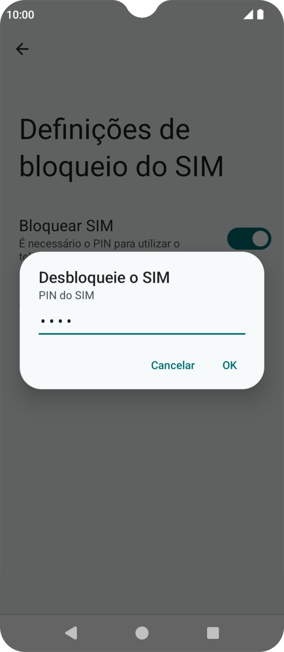 Introduza o seu código PIN e prima OK.