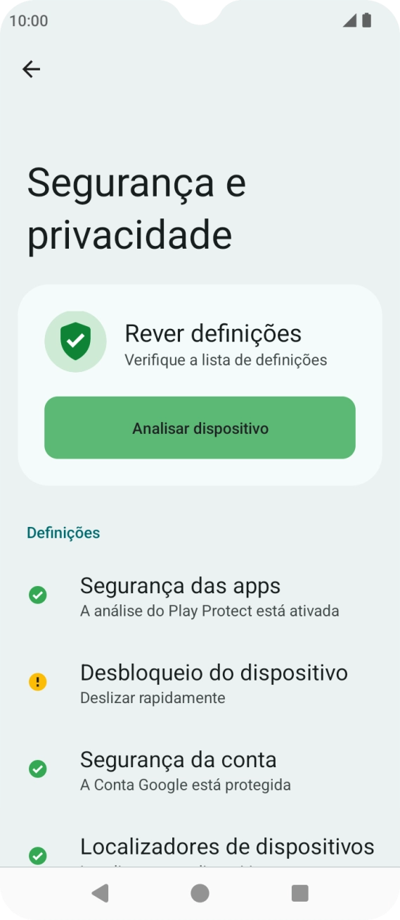 Prima Desbloqueio do dispositivo.
