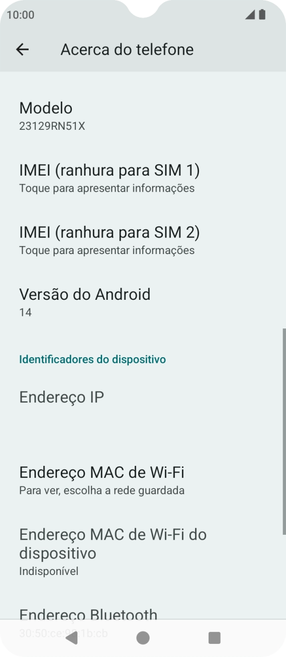 Prima IMEI (ranhura para ‹(SIM)›).