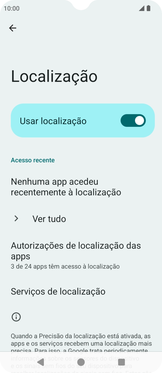 Prima Autorizações de localização das apps.