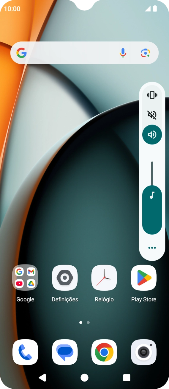 Prima o ícone de perfil silencioso para ativar o perfil silencioso.
