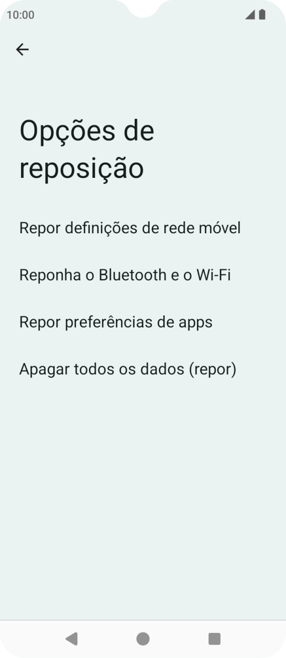Prima Apagar todos os dados (repor).