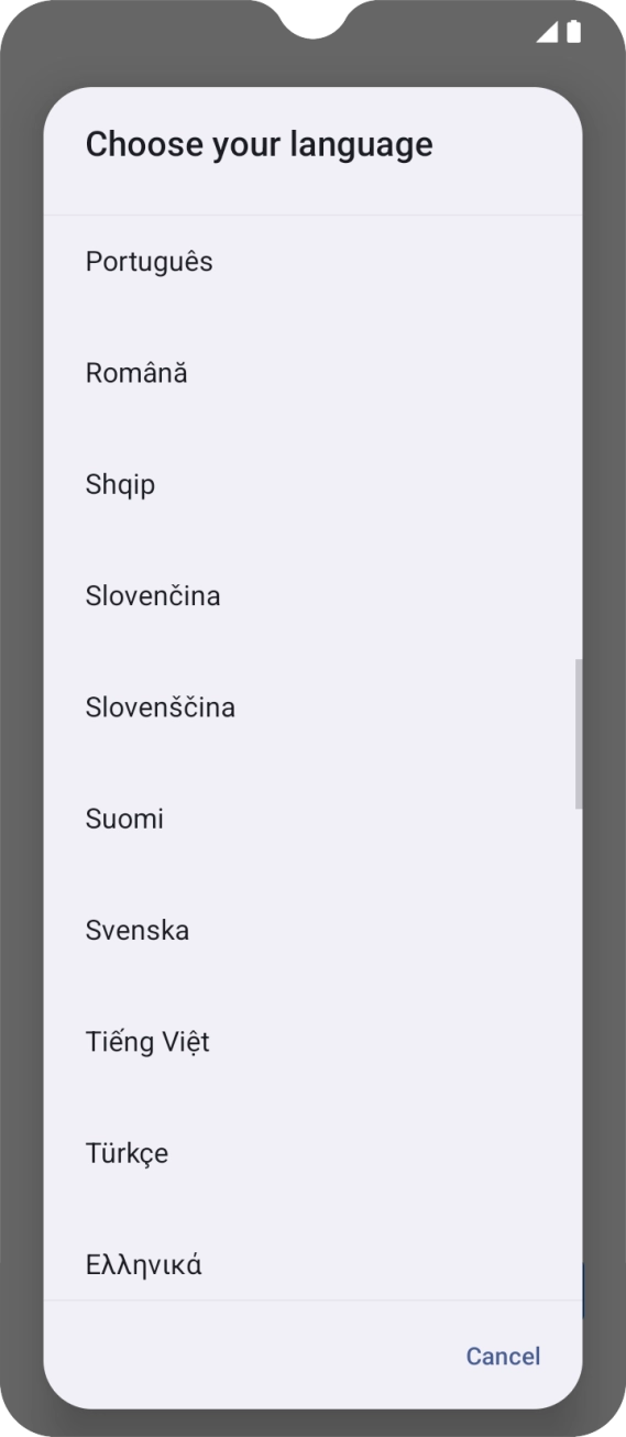 Prima o idioma pretendido.