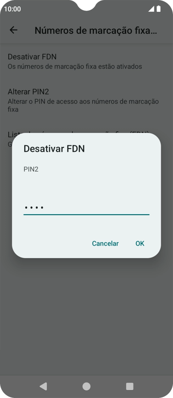 Introduza o código PIN2 e prima OK.