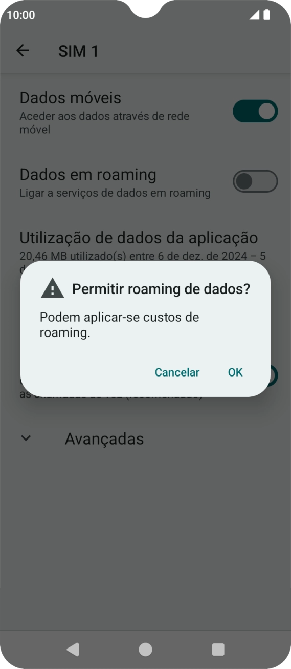 Se ativar a função, prima OK.