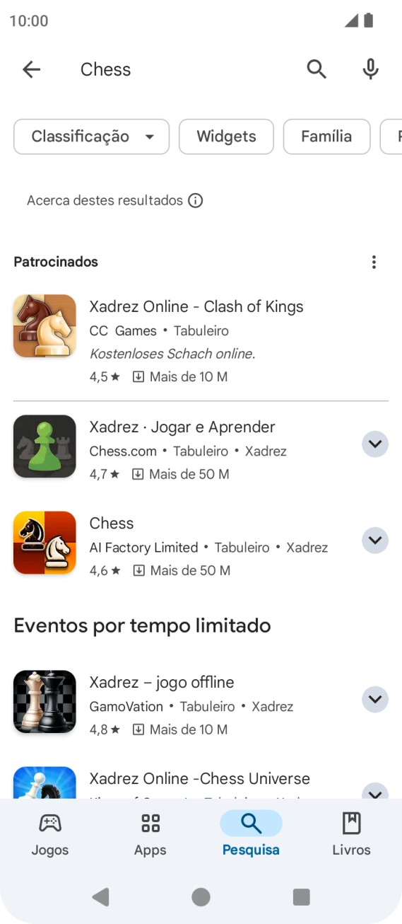 Prima a app pretendida.