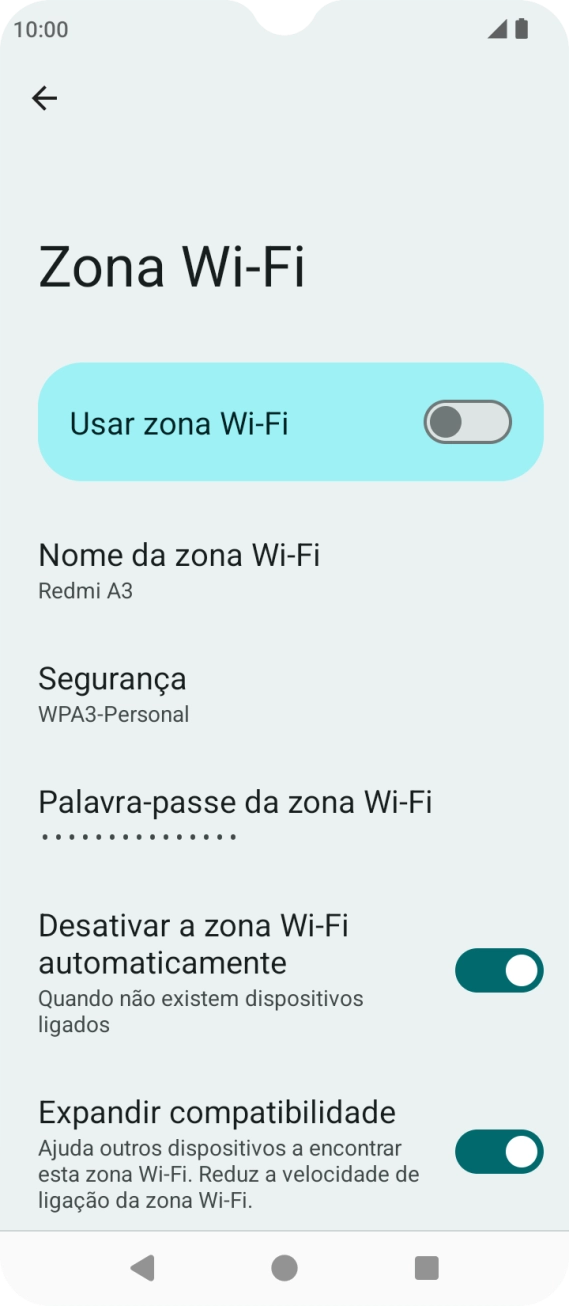 Prima Palavra-passe da zona Wi-Fi e introduza a password pretendida.