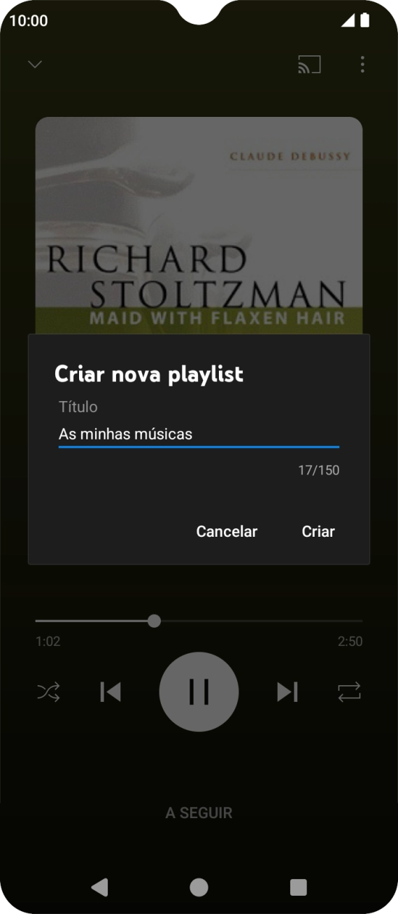 Introduza o nome pretendido para a lista de reprodução e prima Criar.