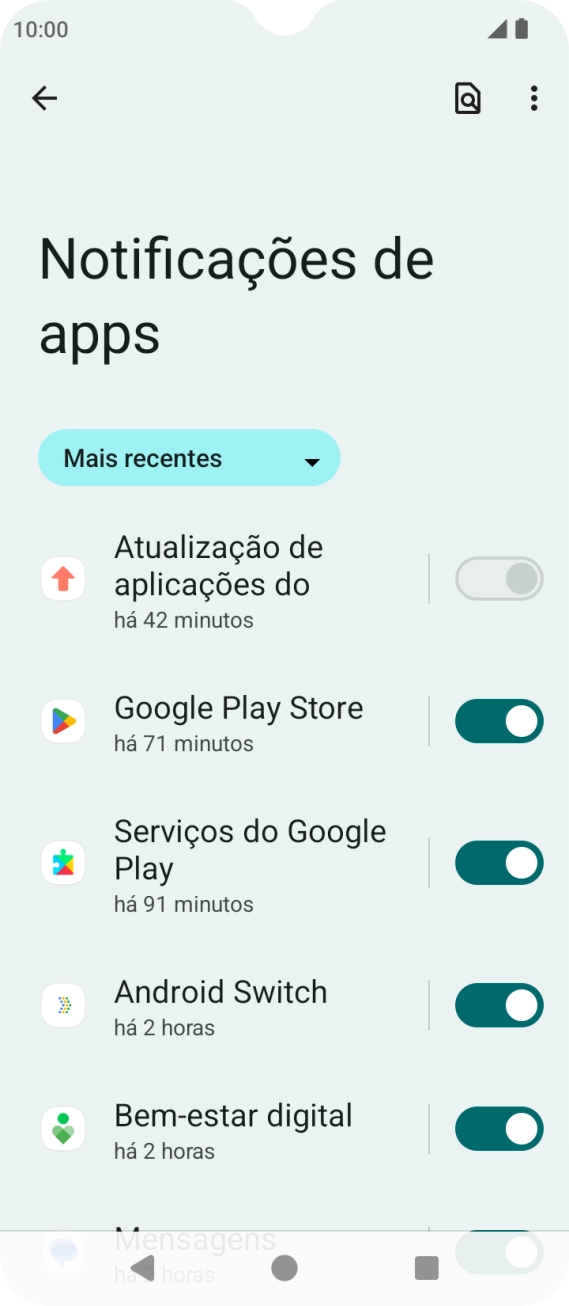 Prima a lista suspensa.