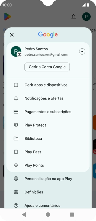 Prima Gerir apps e dispositivos.