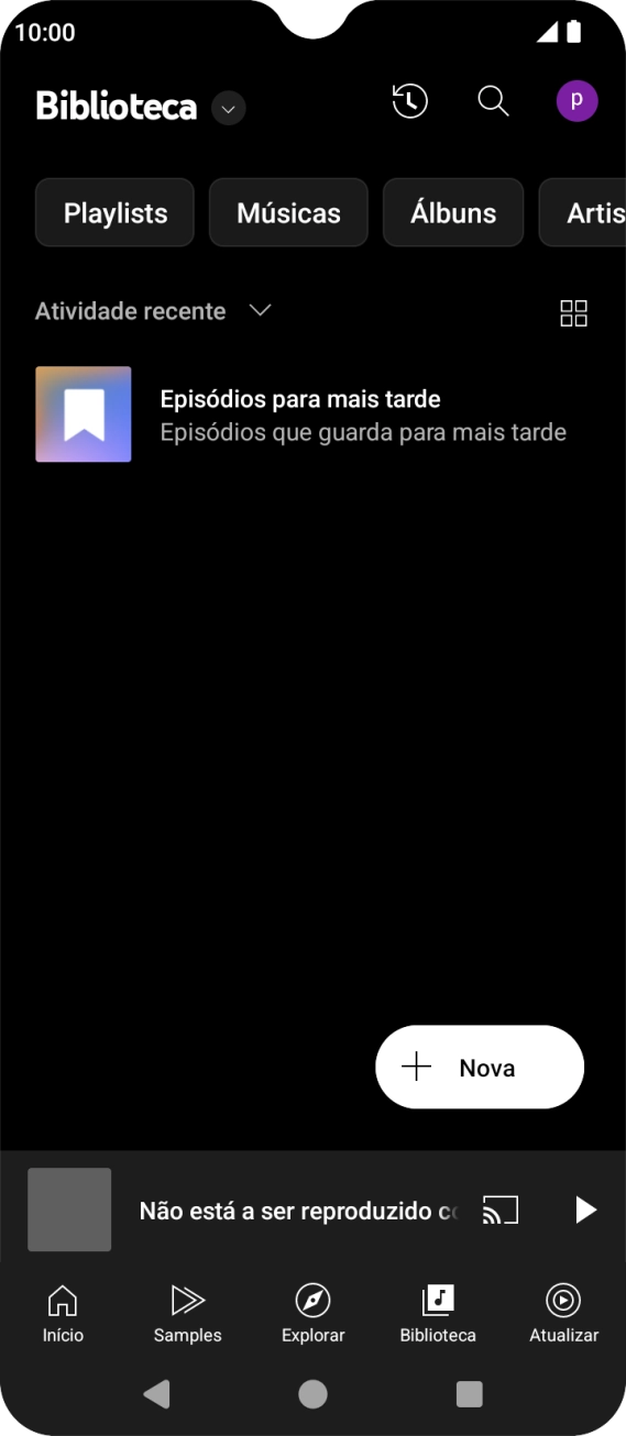 Prima a lista suspensa.