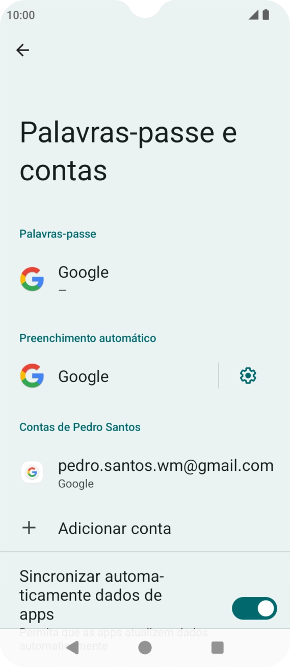 Prima Adicionar conta.