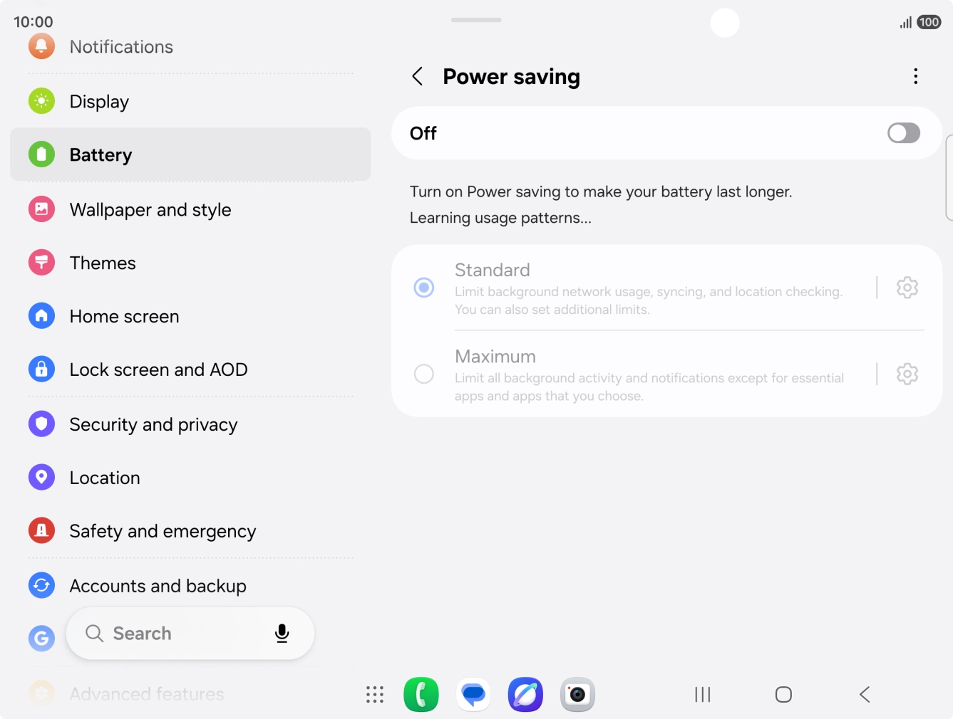 Press the indicator below 'Power saving' to turn on the function.