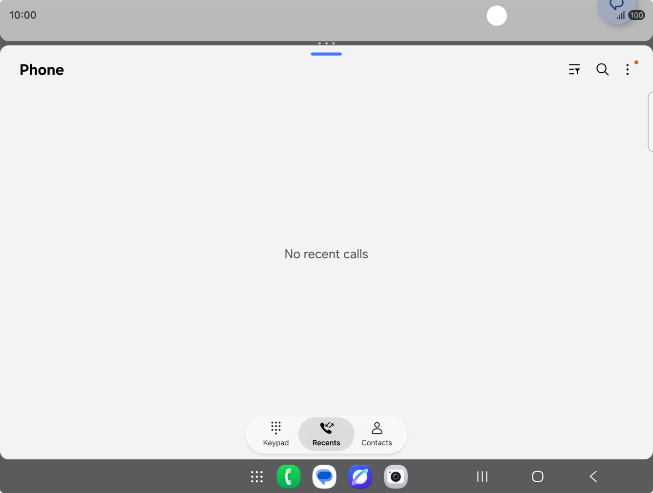 Drag up or down on the screen to adjust the application windows to the required size.