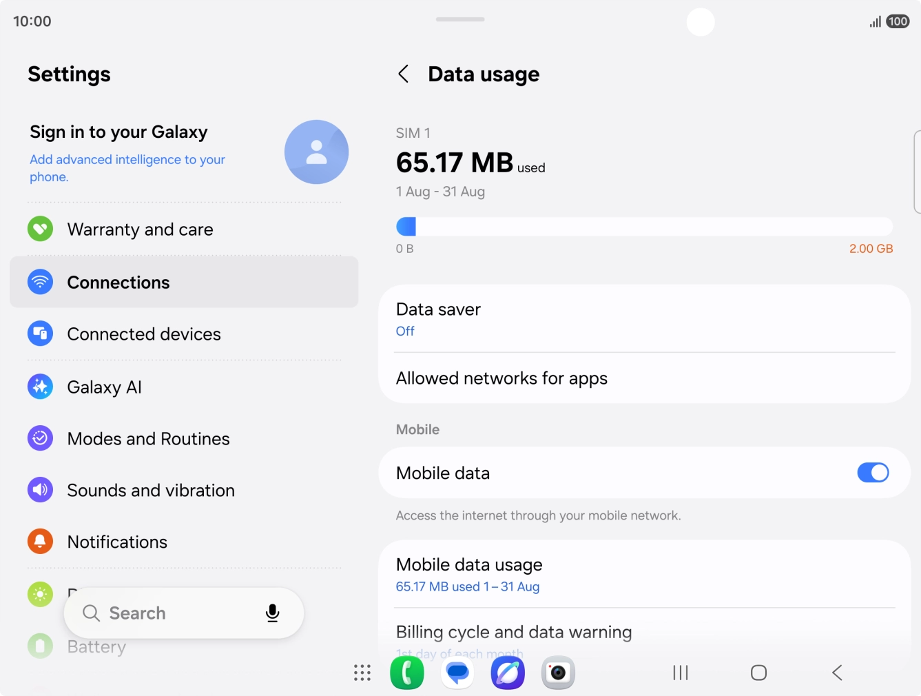 The total data usage is displayed.