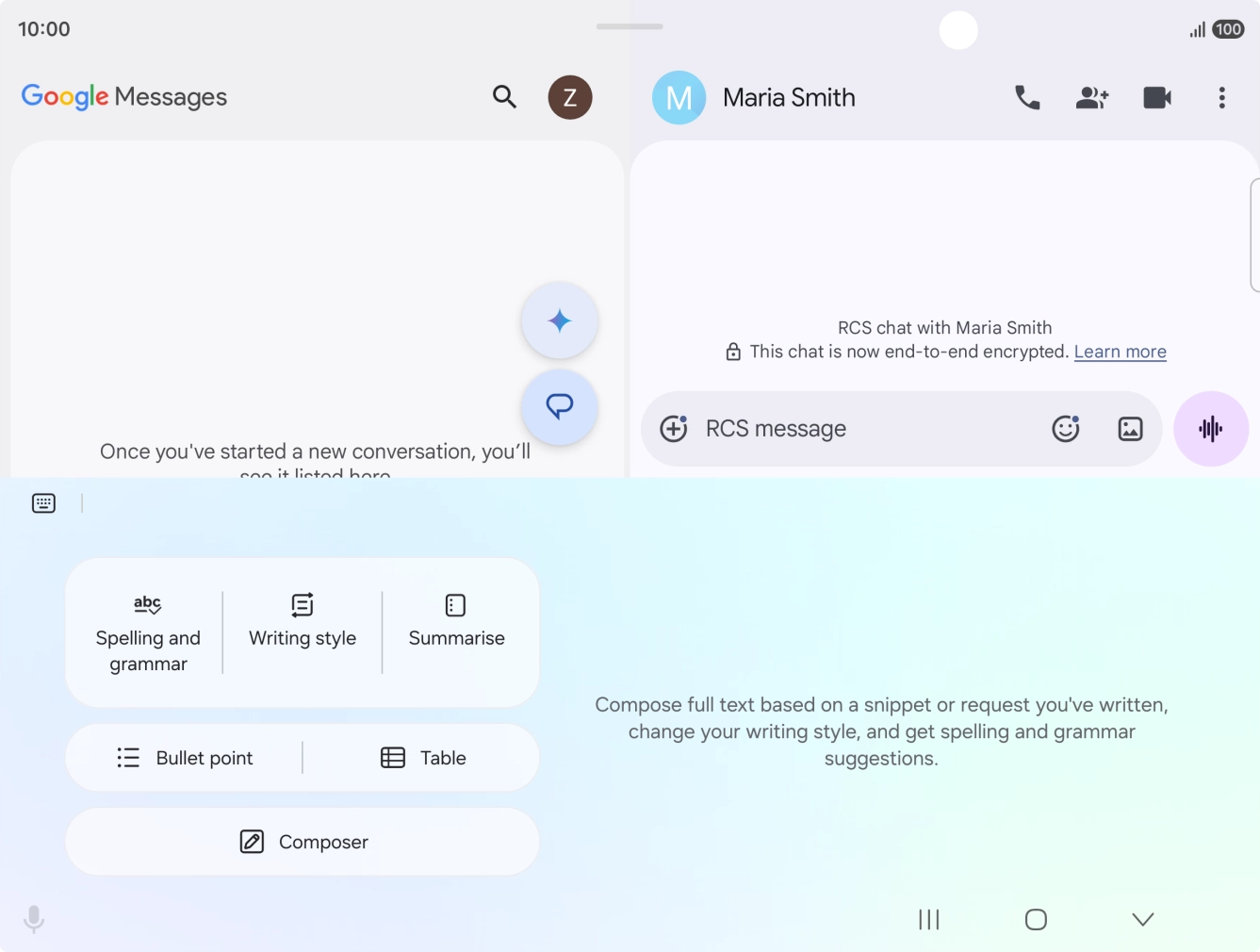 To generate a text, press Composer and follow the instructions on the screen to use the function.