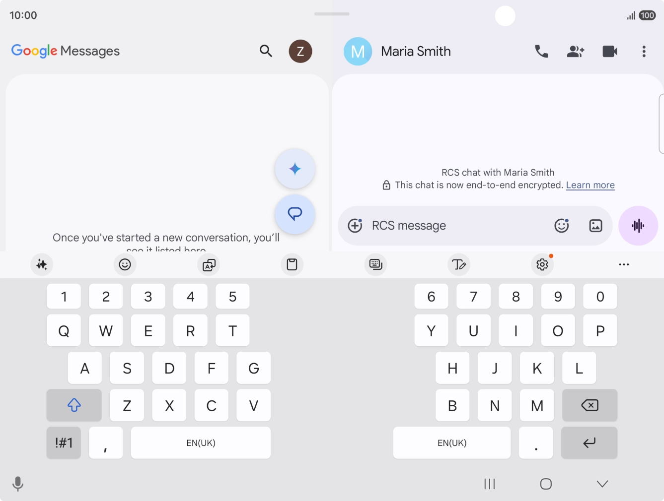 Select an existing conversation or create a new message and press the AI icon.