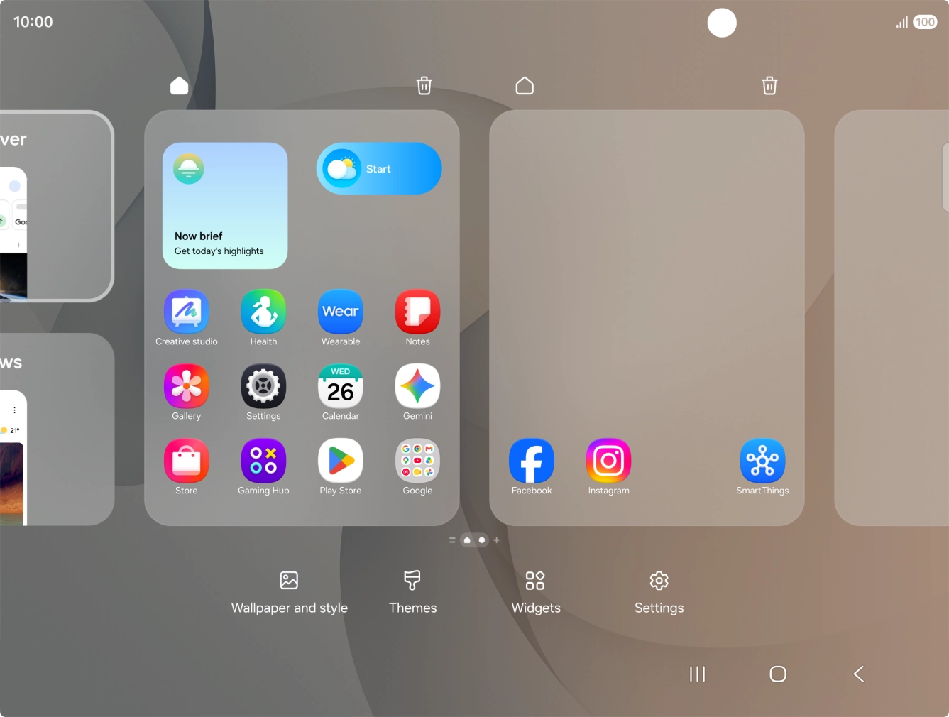 Press the required setting and follow the instructions on the screen to personalise the appearance of the home screen.