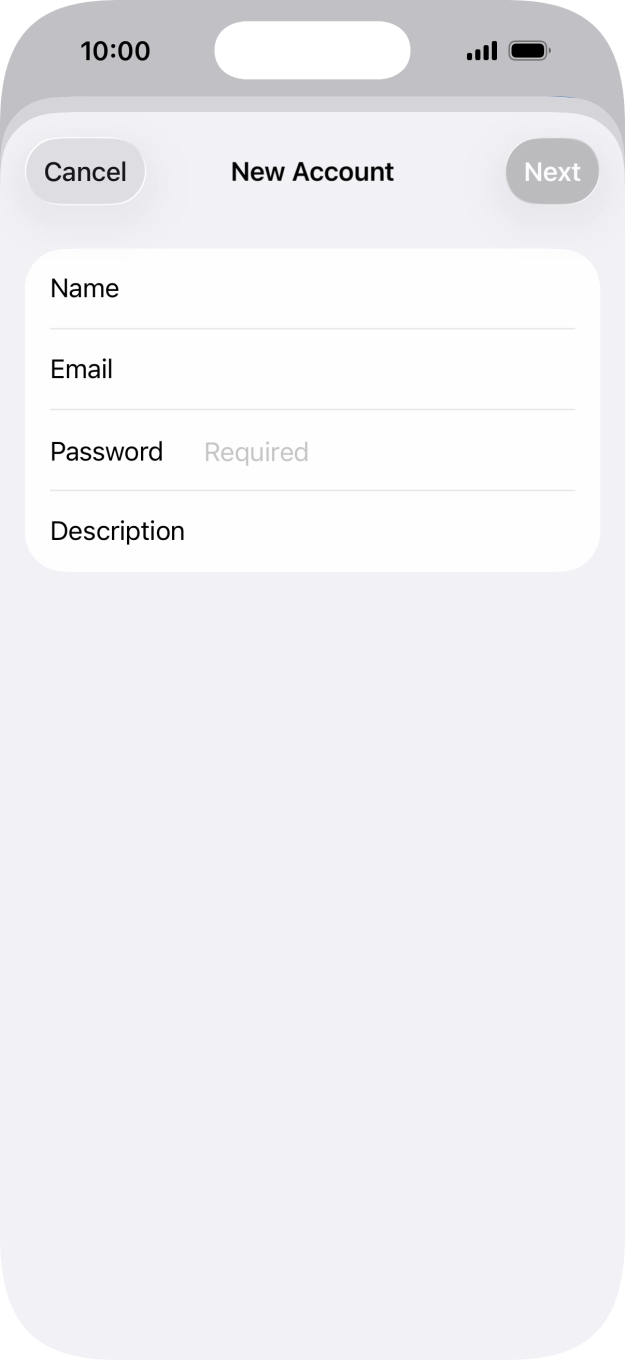 Press Password and key in the password for your email account.