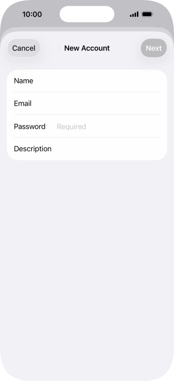 Press Password and key in the password for your email account. Press Password and key in the password for your email account.